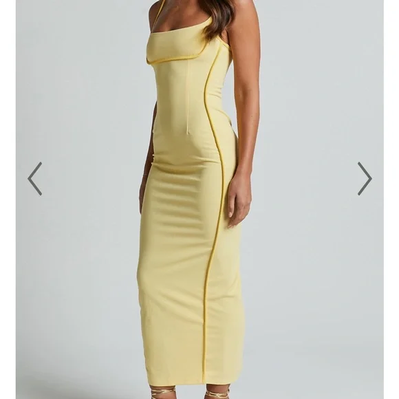 ABEGAILLE MIDI DRESS - BODYCON DRESS IN LEMON - Picture 4 of 7